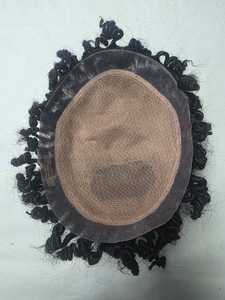 Peluca de Encaje Completo con Cabello Natural Negro Rizado para Hombre, Sistema de Reemplazo Capilar, Ondas Afro 8X10 - Product Image 2