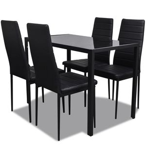 Tavolo da pranzo Design contemporaneo Set nero 4-Set sedia Ensemble per la casa moderna - Product Image 2