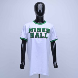 Camiseta blanca de algodón 100% de primera calidad con bordado de chenilla personalizado, camiseta universitaria para mujer, suave y casual. - Product Image 1