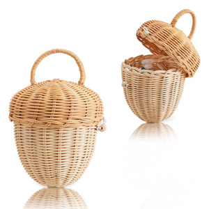 Hermosa bolsa de ratán para bebés y niños pequeños, cesta tejida con asa en forma de bellota, cestas para juguetes infantiles - Product Image 6