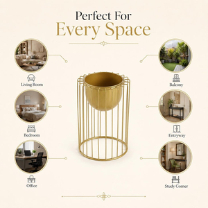 Support de plante en métal haut avec pot suspendu, support rond pour pot de fleurs, présentoir décoratif pour plantes d'intérieur pour balcon et salon - Product Image 5