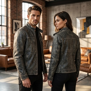Blouson en cuir de moto rétro vieilli pour homme, style vintage en cuir de vachette, manteau de motard personnalisé, vêtement d'extérieur de motard, fabricant de blousons vieillis - Product Image 5