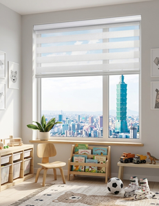 Smart Home Custom Size Modern Zebra Shades Roller Blinds 100% Polyester Fabric Day Night Light Control Top Mount - Product Image 2