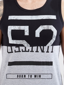 Débardeur sans manches pour homme, gris et noir, col rond, motif imprimé, décontracté, respirant, 100 % coton tricoté, logo sur le devant - Product Image 5