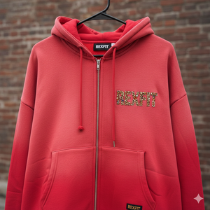 Sudaderas con Capucha y Cremallera con Logotipo Serigrafiado Efecto Desgastado, Personalizadas con Pedrería, de Alta Calidad, con Hombros Caídos, para Hombre - Product Image 5