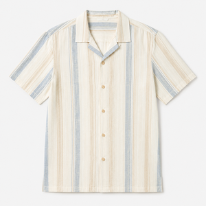 Camisa Hawaiana a Rayas para Mujer, Manga Corta, con Botones, Informal, para Vacaciones, Ligera, para la Playa, Verano, OEM, ODM - Product Image 1