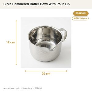 Handmade 20 cm SS304 Satin Exterior Hammered Bowl Pour Lip Sirka Batter Bowl for Home Decor and Hotel Use Made of <b>PC</b> Material - Product Image 3