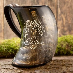 Taza con diseño de barco antiguo, imitación de recipiente antiguo para beber, taza coleccionable de cuerno de búfalo, arte decorativo de cuerno natural - Product Image 6