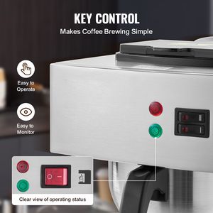 Macchina per Caffè a Goccia in Acciaio Inox da 12 Tazze con Caraffa Termica per Uso Alberghiero, Spina UK, per Caffè Caldo o Freddo - Product Image 4