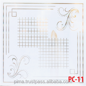 Plaques de plafond décoratives en PVC brillant, motif floral géométrique artistique, imperméables, à poser, revêtement filmé - Product Image 3