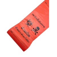 Bolsa de Residuos Biológicos Desechable Personalizable, Impresa en Huecograbado, de HDPE, Color Rojo, con Cordón de PP, para Hospital, Nueva Era