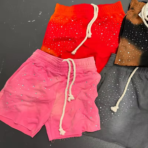 Shorts décontractés pour hommes, design personnalisé, anti-plis, 100 % coton, avec strass - Product Image 3