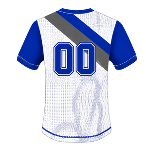 Conjunto de Uniforme de Rugby de Manga Corta en Azul Rey, Blanco y Gris, Jersey de Rugby con Cuello Redondo y Diseño Gráfico, Pantalones Cortos con Cordón, Ropa Deportiva para Equipo - Product Image 4