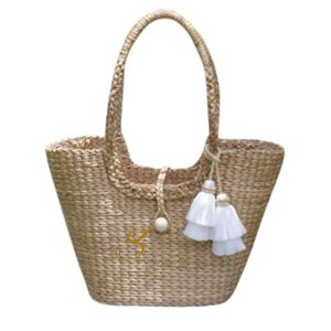 Handcrafted Water Hyacinth Tote <b>Bag</b>: <b>Large</b> Straw <b>Beach</b> <b>Bag</b> - Product Image 1