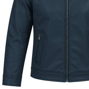 Chaqueta de Cuero para Hombre OEM con Cuello Tradicional, Dobladillo Recto, Cierre Frontal Completo, Bolsillos Laterales con Cremallera, Mangas Largas para Moda - Product Image 4
