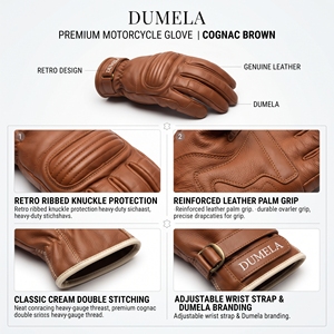 ถุงมือมอเตอร์ไซค์หนัง Dumela แบบเต็มนิ้ว ระบายอากาศได้ดี สไตล์เรโทร สำหรับเล่นกีฬา ใช้หน้าจอสัมผัสได้ เหมาะสำหรับปั่นจักรยาน ฤดูใบไม้ผลิและฤดูใบไม้ร่วง - Product Image 5