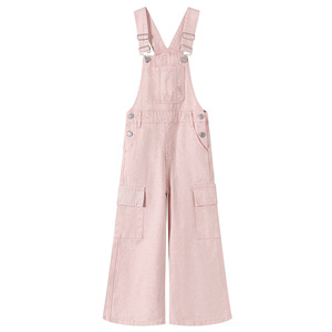 Your Baby Boy Girl Children's Denim Overalls Full Length Solid Color Cargo <b>Pockets</b> Adjustable Straps Mid Waist Regular - Product Image 1