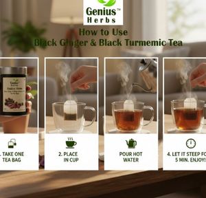 Las bolsitas de té de jengibre negro y cúrcuma negra ofrecen un rico té de hierbas que promueve una vida saludable moderna. - Product Image 3