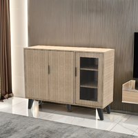Buffet moderne multifonctionnel à 2 portes et armoire à 1 porte avec 3 étagères, meubles en bois pour salon et cuisine