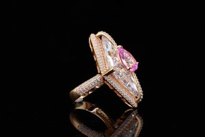 Bague en Moissanite Or Rose, Coupe Marquise, Pierre Précieuse Poire, Sertie à Griffes, Bijou de Mariage et de Fête - Product Image 5