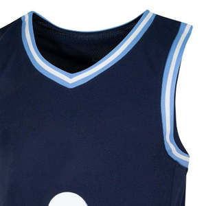 Maillot de basketball unisexe numéro 2 bleu marine sans manches col en V en maille respirante écologique avec bretelles réglables pour équipe - Product Image 5
