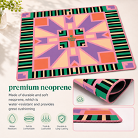Tapis de Mahjong Géométrique Rétro de Luxe Pliable Personnalisé en Gros, Design Original, Tapis de Table de Poker en Néoprène Premium 33 Pouces, Cadeau