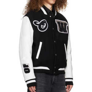 Haute Qualité Personnalisé Laine Chenille Broderie Collège Baseball Letterman Vestes Hommes Vintage Blanc En Cuir Manches Varsity Veste - Product Image 5