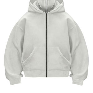 Sudadera con capucha y cremallera estilo urbano con logotipo personalizado, doble máscara, oversize, vintage, hombros caídos, estilo ninja, 100% algodón polar - Product Image 6