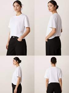 Camiseta de Algodón con Cuello Redondo para Mujer, Talla Grande, Informal, Verano, Color Sólido, Suave, Básica, con Logotipo Personalizado, Hecha en BD - Product Image 5