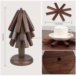 Sustainable Handmade Mango <b>Wood</b> <b>Trivet</b> Coaster Set Heat-Resistant Kitchen Table Mat Decoration Wooden Holder - Product Image 4