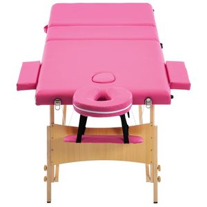 Table de massage pliable en bois rose avec 3 zones pour la relaxation et le confort - Product Image 4