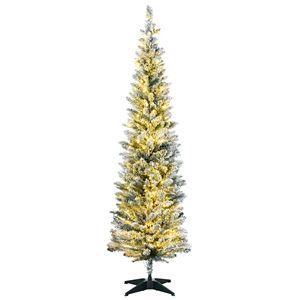 6ft Slim Artificial Christmas Tree Realistic <b>Branches</b> Warm White LED <b>Lights</b> Pencil Christmas Tree Green Christmas Decorations - Product Image 1
