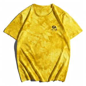 GYM ACTIVE Yellow Short Sleeve Men's T-Shirt O-Neck Regular Fit Casual Knitted Fabric Wholesale Custom Logo men Shirt <b>Acid</b> <b>wash</b> - Product Image 6