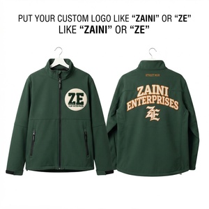 เสื้อแจ็คเก็ตโพลีเอสเตอร์แบบนิ่ม 320 GSM สีเขียวป่า ดีไซน์ลายแผง ปักลายเชนิลล์ตามสั่ง รับผลิตแบบ OEM ODM - Product Image 1
