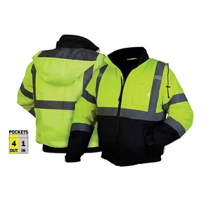 Best Seller Hi Vis Winter Safety Jacket Canvas Reflective Breathable Workwear for Men's Roadway Night <b>Work</b> Safety Jacket - Product Image 3