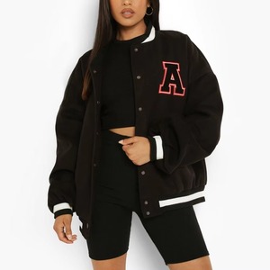 New <b>Womens</b> Baseball Varsity <b>Jacket</b> Knitted Canvas Soft Comfortable Windproof Breathable Eco-Friendly Plain Dyed <b>Spring</b> Autumn - Product Image 1