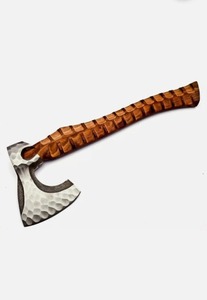 Hacha Vikinga Hecha a Mano de Primera Calidad de BA Enterprises, Hoja de Acero con Alto Contenido de Carbono, Diseño Tallado en Madera, 16 Pulgadas de Longitud Total, Supervivencia - Product Image 4