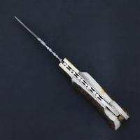 Couteau de poche Drop Point en acier Damas inoxydable, lame droite, manche en bois de cerf, bouton de pouce, lame pliante, épaisseur personnalisée, OEM