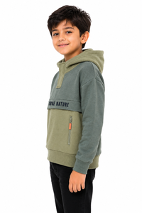 Sweat à capuche color block pour bébé et enfant Livster, en mélange de coton doux et polaire, manches longues, décontracté, hiver - Product Image 2