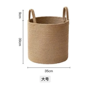Eco-Friendly Cotton <b>Rope</b> <b>Basket</b> with Handles Decorative Woven <b>Storage</b> Bin for Living Room Bedroom Bathroom - Product Image 1