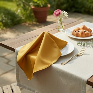 Luxury Yellow Satin <b>Round</b> <b>Placemat</b> for Home Hotel Restaurant Wedding Decor-Low MOQ Fully Customisable - Product Image 2