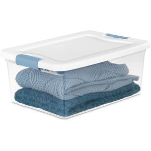 Under Bed Storage Bins with <b>Lids</b> 12 Pack Clear <b>Plastic</b> 15 Quart Heavy Duty Organizing <b>Containers</b> - Product Image 6
