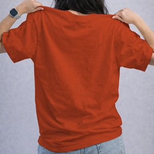 Fashionable Women's Orange Floral Print Crew Neck <b>T</b>-<b>Shirt</b> Loose Fit Short Sleeve Casual Jersey Cotton Top - Product Image 2