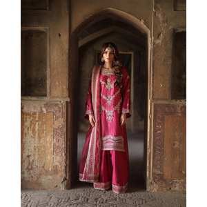 Ensemble de costume de soirée pour femmes de créateur avec haut-plazzo et dupatta, travail de broderie lourd - Product Image 3