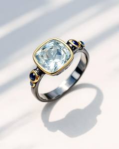 Anillo Apilable de Plata de Ley 925 con Aguamarina Azul Natural, Certificado IGI, Joyería de Lujo para Bodas, para un Uso Elegante en Capas - Product Image 1