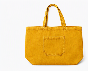 Sac fourre-tout pliable en jean 100 % coton vert, réutilisable, avec poche avant, pour le quotidien, les voyages et les courses au supermarché - Product Image 3