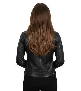 Veste en cuir véritable noire unisexe sur mesure, en peau de vache, coupe ajustée, fermeture éclair, haute qualité, décontractée, pour affaires, vente en gros OEM - Product Image 2