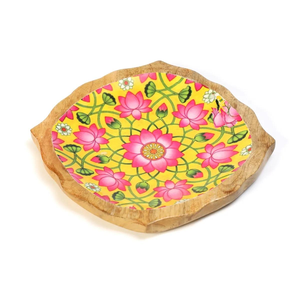 Plateau de service rond en bois émaillé personnalisé de haute qualité – Plateaux décoratifs personnalisés pour la nourriture et la table, idéaux pour la maison et les mariages - Product Image 1