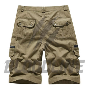 Shorts cargo noirs pour homme Bloodline, taille mi-haute, séchage rapide, style Bermuda avec fermetures éclair, logo frontal, design workwear - Product Image 2