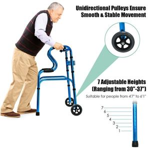 Blue Foldable Walking Aid Convenient <b>Walker</b> & <b>Rollator</b> - Product Image 4